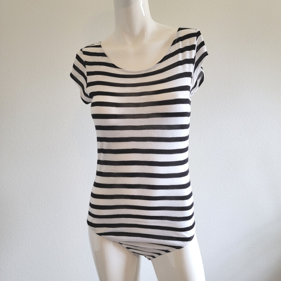 bebe Tops - 8. Bebe Striped Cap Sleeve Bodysuit